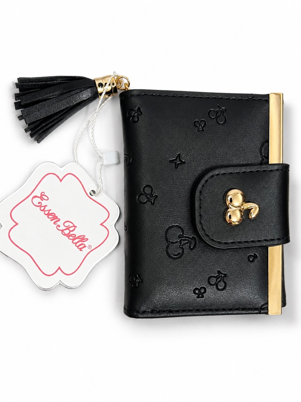 Kids Black Faux Leather Wallet with Tassel